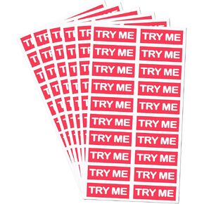 Top label Try Me Stickers,Tester Sample Label for Cosmetics,Pink Sample Stickers,1.25x0.5 Inch,500 Pcs Per Pack