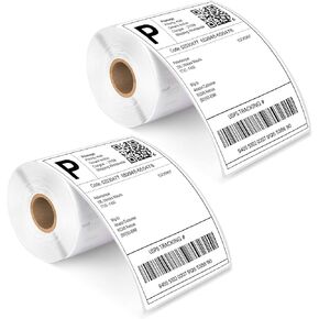 LotFancy 4x6 Thermal Labels, 440 Shipping Labels (2 Rolls) Compatible with DYMO LabelWriter 4XL 1744907, Perforated Postage Labels for Rollo, Zebra Desktop Printers, Commercial Grade