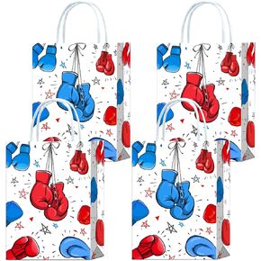 Tyndallrays 16 Pieces Boxing Gife Bags for Boxing Birthday Party Supplies,Boxing Goodie Snacks Treat Candy Party Favors Bags with Handles for Kids Adults Boxing Kung Fu Theme Party Decorations