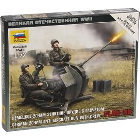 Zvezda Models 1/72 German 2cm Flak 38 With Crew New Tooling Snap Kit