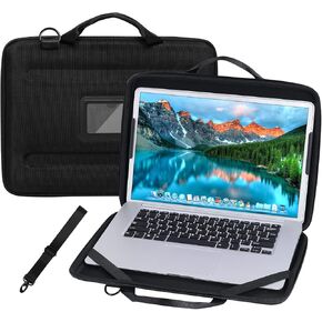 Laptop Case 11.6-13 Inch, Always on Chromebook Hard Case Sleeve Briefcase Shoulder Bag with Detachable Accessory Pouch (Black, Fit Most 11.6"-13“ Laptop)