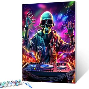 Aihonmin American Flag DIY Paint by Numbers for Kids Painting Kits for Adults Beginners Evil Skull DIY Oil Painting Picture Art Home Wall Decoration Gifts 16''x20''Inch（ Frameless）