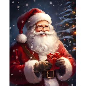 CLAKINLA Diamond Art Painting Christmas, Santa Claus Diamond Art Painting Kits for Adults Beginners Winter Diamond Art Painting Gem Art Paint by Numbers for Adults Diamond Art for Adults 12x16inch
