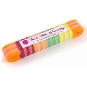 Renaissance Ribbons 2yd Orange-1in Wide-Tula Pink Webbing Ribbons, Assorted