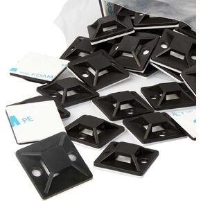 Cable Tie Mounts - Small Zip Tie Adhesive Mount, 3/4in 100pcs White. Wires Zip Tie Adhesive-backed anchors for Pedal Board Cable Management Outdoor Indoor