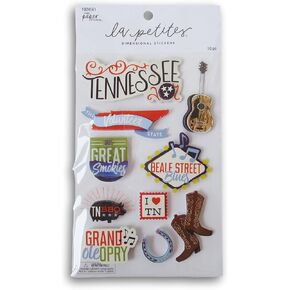 Tennessee 3D Stickers for Crafts, Scrapbooks, Cards - Grand Ole Opry Music, Boots, Guitar -10 Pieces