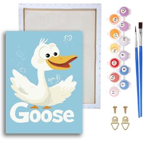 Ginfonr Framed Paint by Numbers Kit for Adults, Goose Acrylic Paint by Numbers on Canvas, Animal Oil Painting for Beginner with Brushes, Adults Paint-by-Number Kits for Home Wall Decor (8x12inch)
