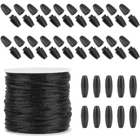 GSHLLO 30 Sets Lanyard Breakaway Clasp Plastic Bead Connectors Safety Necklace Buckles Safety Break Away Clasp Rope Bracelet Clasps with 10m Nylon String Cord for Jewelry Making