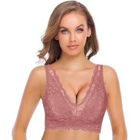 SHEKINI Womens Lace Padded Bralette Deep V Floral Wireless Bra Sexy Comfort Everyday Bra in Kuwait