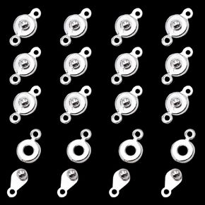INSPIRELLE 50 Sets Snap Clasps Silver Metal Round Button Clasps for Jewelry Making