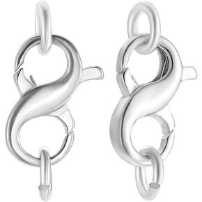 Beebeecraft Double Opening Lobster Clasps 925 Sterling Silver Claw Clasps 16mm Large Double Necklace Clasps Extender with 2Pcs Open Jump Rings for Necklace Jewelry DIY Making