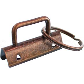 CleverDelights 1.5" Key Fob Hardware Set with Key Rings - 25 Sets - Antique Copper Color - 1 1/2 Inch Lanyards Key Chains