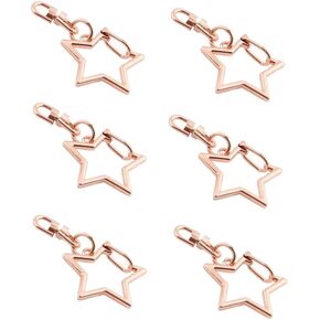 Star Shape Spring Snap Keychain for DIY Crafts Jewelry Making, Rose Gold Pentagram Metal Swivel Lobster Clasp Key Ring Clip Accessories (20 Pack)