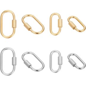 UNICRAFTALE 4pcs 2 Colors Oval Screw Carabiner Lock 22~26mm Long Stainless Steel Screw Locking Keychain Carabiner Clasp Metal Keychain Clip Hook Quick Link for Jewelry Making Handbag DIY Accessory