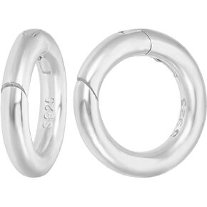 CREATCABIN 2Pcs Spring O Rings Spring Gate Rings 925 Sterling Silver Spring Snap Clip Small Clamp Clasps Round Smooth Clasp Closures Findings Connectors for Jewelry Making DIY Necklace Bracelet 12mm