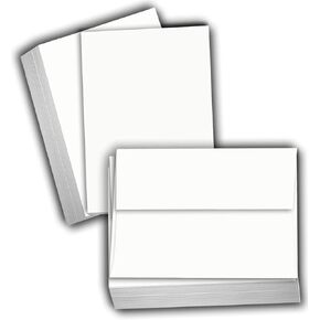 Hamilco Card Stock Blank Cards with Self Seal Envelopes 5x7 - White Cardstock Paper 80lb Cover - 100 Pack