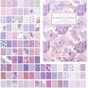 Pink Flower Scrapbook Papers, 100 Sheets Floral Scrapbooking Collage Paper Craft Supplies Junk Journal Supplies Vintage Journaling Decoupage Supplies Paper, 4"*5.5"