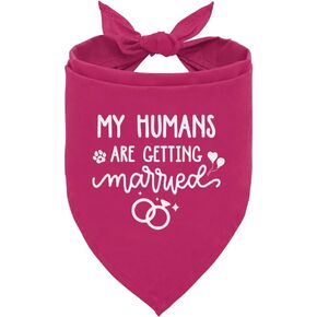 My Human are Getting Married Dog Bandana, Dark Pink Dog Bandana, Wedding Dog Outfit, Wedding Dog Bandana, Wedding Announcement Prop, Wedding Engagement Announcement Dog Bandana (D100)