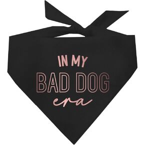 in My Bad Dog Era Metallic Printed Dog Bandana (Black, OS Gold Foil 14)