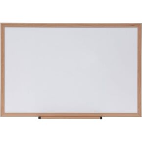Universal UNV43619 36 in. x 24 in. Deluxe Melamine Dry Erase Board - Melamine White Surface, Oak Fiberboard Frame