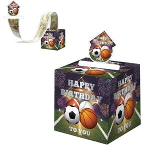 Birthday Money Box for Cash Gift, Sports Surprise Money Gift Boxes Money Holder for Cash with Pull Out Card and 50 Pcs Transparent Bags, Happy Birthday Card Gifts for Boys Girls Women Men-4