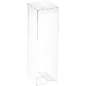MECCANIXITY Plastic Retail Boxes 2.8"x2.8"x9" (70x70x230 mm) Gift Box with Protecting Film for Candy, Cookies, Christmas, Wedding, Party Wrapping Clear Pack of 5