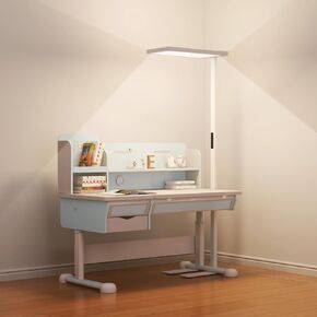 TACAHE Eye Care Reading Floor Lamp - 4000K Full Spectrum Neutral White LED - Multiple Diffuse Reflections - Dimmable Touchscreen Panel - Aluminum Standing Lamp for Office - 8200 Lumen - 100W - White