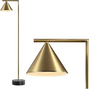 JONATHAN Y JYL3062A Chelsea 60" Metal/Marble Cone Shade LED Floor Lamp Modern,Contemporary,Transitional for Bedrooms, Living Room, Office, Reading, Brass/Black