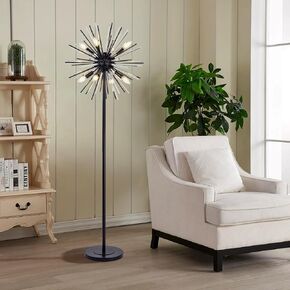 Wellmet Gold Floor Lamp for Living Room, Mid Century Modern Floor Lamps for Bedroom, Brass Finish, 65.3 Inch Tall Unique Metal Floor Lamp for Corner Decorative, Globe Shade (Gold)