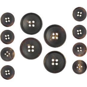 Bezelry Dark Brown Genuine Horn Blazer Button Set. 4 Pcs of 23mm, 8 Pcs of 15mm