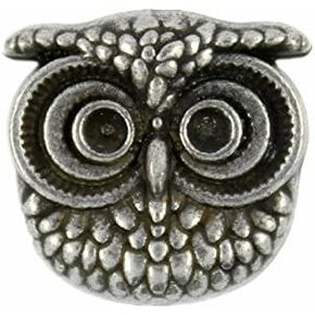 Bezelry 12 Pieces Cute Owl Antique Brass Color Metal Shank Buttons 15mm (Antique Brass)