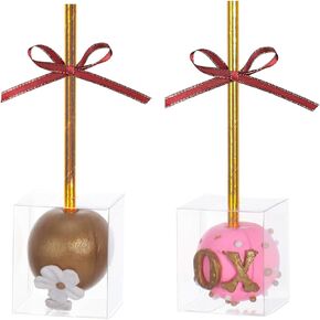 50Pack Clear Favor Boxes Cake Pop Boxes with Hole Top,Clear Gift Boxes Clear Treat Boxes for Wedding Favors Party Valentine's Halloween Easter Father's Mother's Day(1.75x1.75x2Inches)
