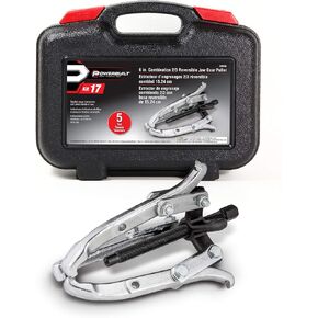 Powerbuilt Jaw Gear Puller, Combo Steel Yoke Tool, 4-inch and 6-inch Jaws, Inside or Outside Pull, 4 Ton Capacity, Storage Case - 648613