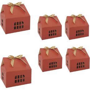 HAN SHENG 20 Pcs Bowknot House Shaped Gift Boxes Large Candy Boxes Wedding Favor Boxes Candy Storage Boxes Packing Boxes Decoration for Party Ornament Container (Red)