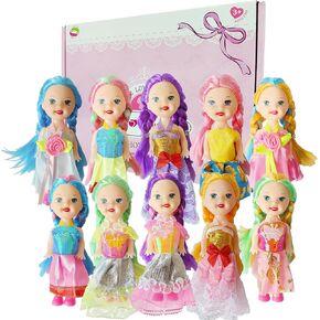 10 Sets Doll Clothes for 3 inch Mini Doll ，Include 10 Pieces Girl Mini Dolls, 10 Sets Handmade Doll Clothes and 10 Pairs of Doll Shoes