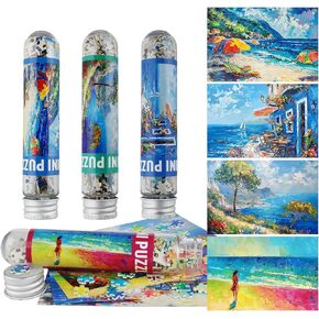 MISITU Small Jigsaw Puzzles for Adults Challenging Puzzles Small Puzzles Mini Jigsaw Puzzles Micro Puzzels 150 Pieces Tiny Puzzels Classical Art Puzzles Travel Puzzles 6 x 4 inch, 4 Packs