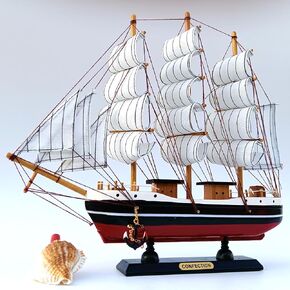 1 Handmade Craft with Multiple Sailboat Models for Decorating Sailboats and Ocean Themed Sailboats. Wooden Sailboats Suitable for Home and Office desks (White Yellow)