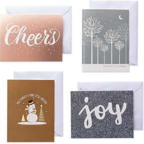 American Greetings Christmas Cards Boxed with Envelopes, Pink, Gold and Silver Designs (20-Count)