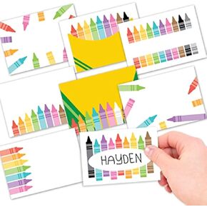 Hadley Designs 56 Crayon Name Tags for Classroom Cubbies - Self Adhesive Sticker Name Tags for Kids, Name Labels for School, Nametags Labels for Classroom Labels for Teachers...