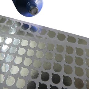 360Pcs/6 Sheets 15mm Aluminum Sticker Lids Foil Film Tapes Seal Stickers Bottle Stopper Sealing Label Essential Oil Bottle Stickers for Toothpaste Soft Tube Facial Clean Lotion Bottles
