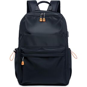 Travel Laptop Backpack with USB Charging Port, WaterProof Nylon Bag with Luggage Strap,Personal Item Backpack for Men Women,Black