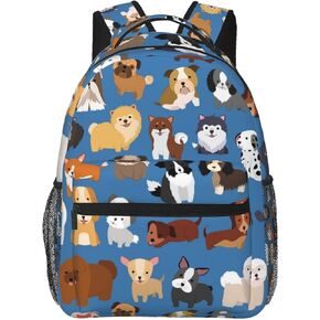 Fiokroo Puppy Dogs Cute Animals Backpack School Bag For Students Teens Men Women Laptop Backpacks Travel Daypack With Multiple Pockets Cute Dogs（black）
