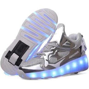 SDSPEED 7 Colors LED Rechargeable Kids Roller Skate Shoes with Single Wheel Shoes Sport Sneaker
