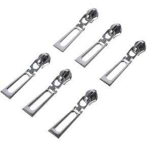 Uniquer 30 PCS #5 Zipper Pulls Metal Zipper Pull Heads Silver Nylon Slider Coil Zipper Head Long Zipper Pulls Zipper Replacement for Purse Handbag Clothing Craft Sewing Accessories