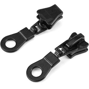 Acouto 20pcs Metal Alloy Zipper Sliders Size Zip Fastener Repair Replacement Kit Zipper Coil #5 Zip Replacement Repair Kit 6mm Pull Universal Big Head for Winter Jacket Navy (Black)