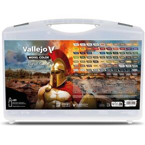Vallejo - Basic Case | Model Color Range | Modeling Acrylic Paints | 80 Bottles x 18 ml (0.60 fl.oz.)
