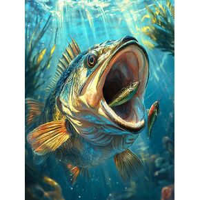 VAIIEYO 5D DIY Diamond Art Kits for Adults Fish, Diamond Painting Animal, Diamond Art Full Drill Round Rhinestone Craft Canvas for Home Wall Decor Gift 12x16 inch-73 in Kuwait