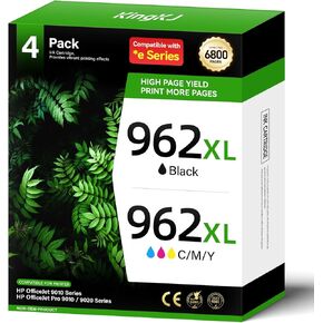 962XL Ink Cartridges Black Color Combo Pack Compatible for HP 962 Officejet Pro 9015e 9015 9010 9018e 9025e 9018 9020 9025 9012 9012e 9010e 9014e 9016 9019 9019e 9020e 9022e 9028e Printer Cyan Magenta
