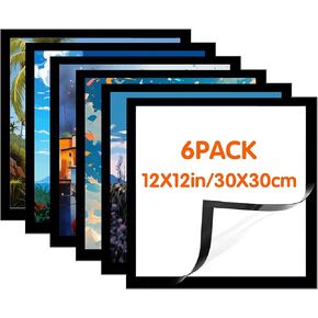 SKRYUIE 16x20 Inch Diamond Art Kits for Adults Frames - Magnetic Self-Adhesive, 6-Pack (Black) - Perfect for 14x18 Inch Artwork Paint by Numbers - Suitabble Frames Painting for Wall Window Door