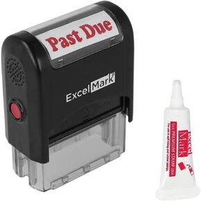 ExcelMark Past Due Self Inking Rubber Stamp - Red Ink (Stamp Plus 5cc Refill Ink)